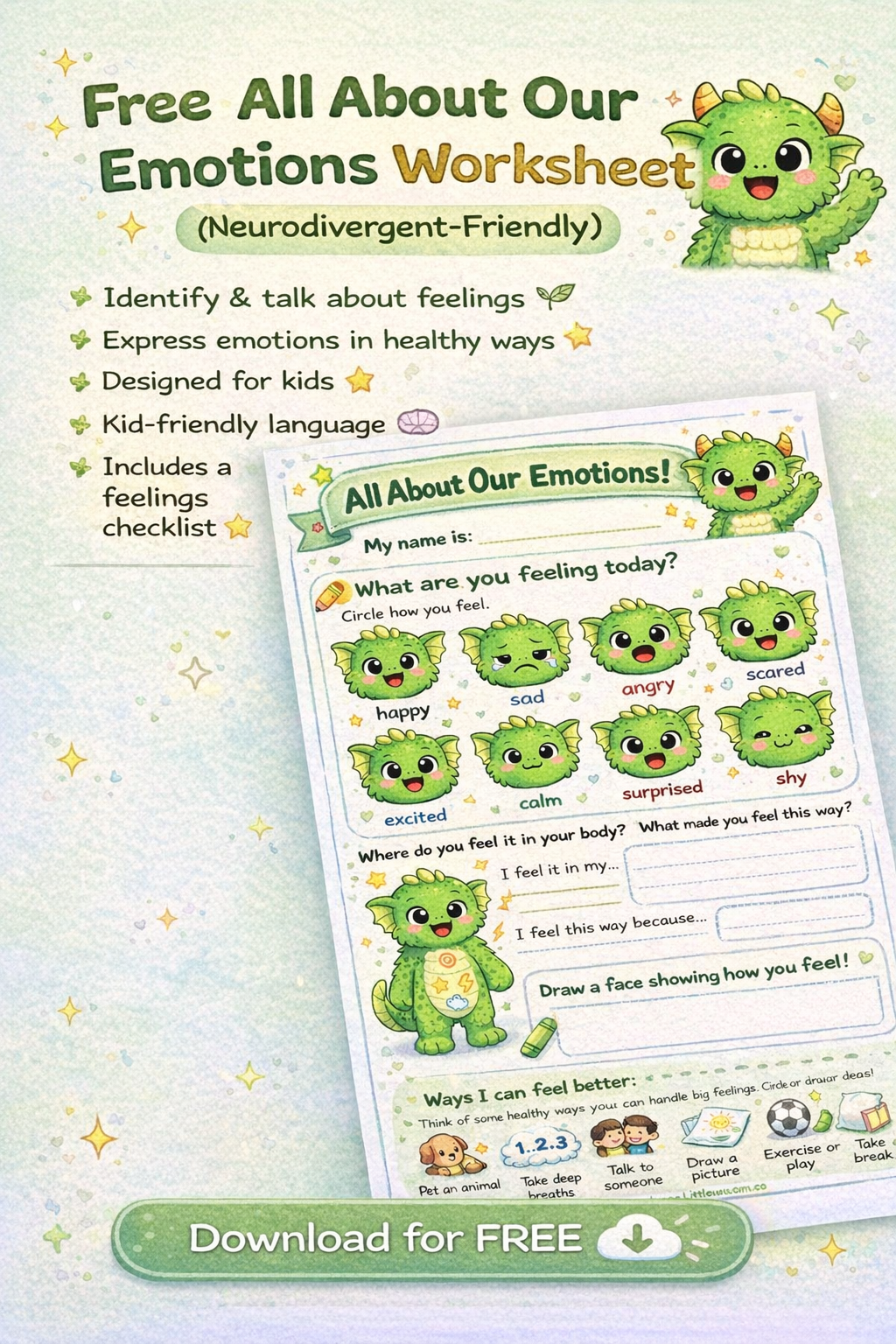 FREE All About Our Emotions PDF Worksheet